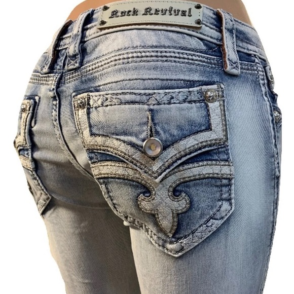 NWT Rock Revival Acid Blue Bootcut Jeans Size 25 - Picture 3 of 16